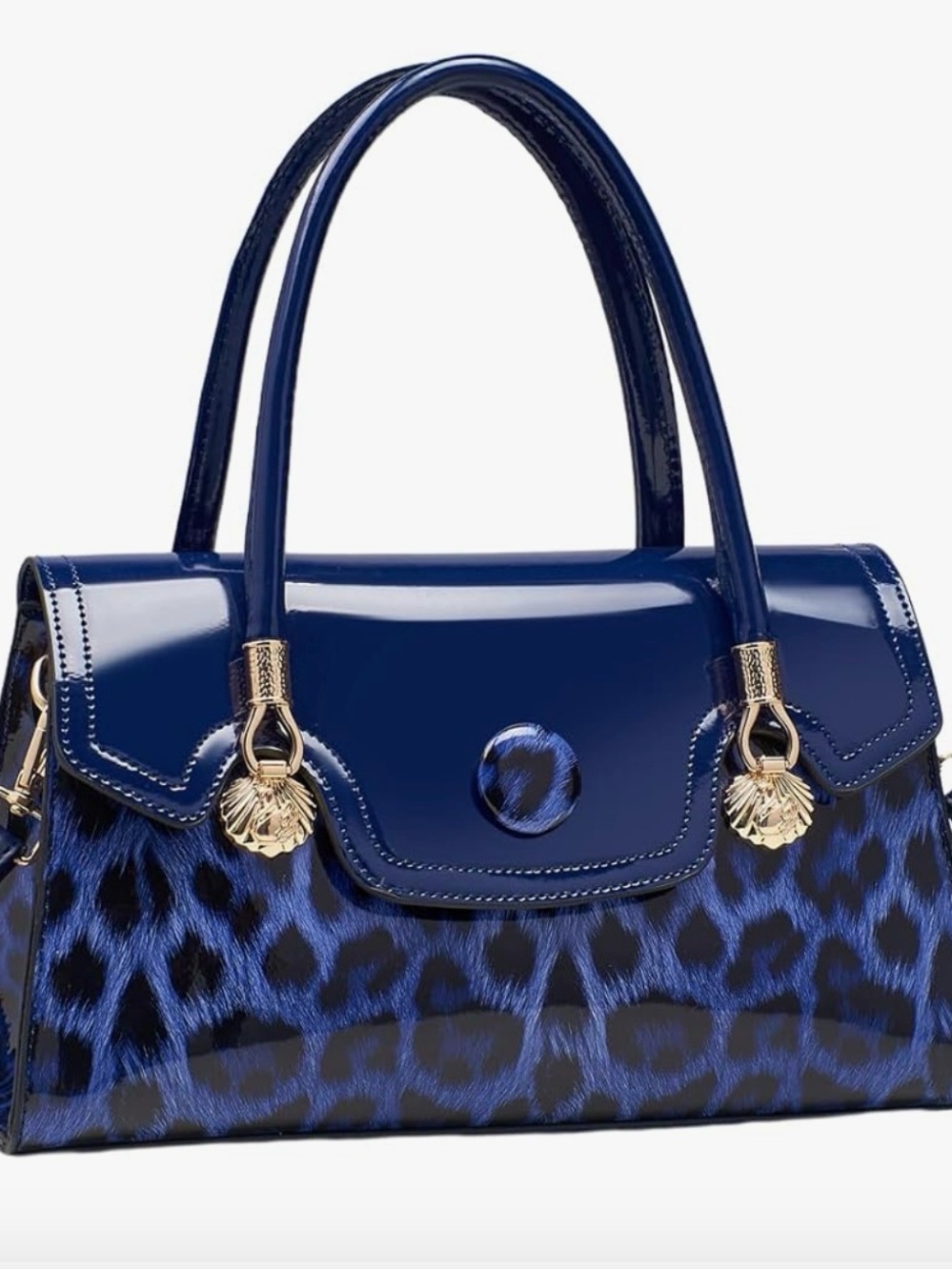 Brand New 💙 Blue Leopard Print Patent Satchel Handbag